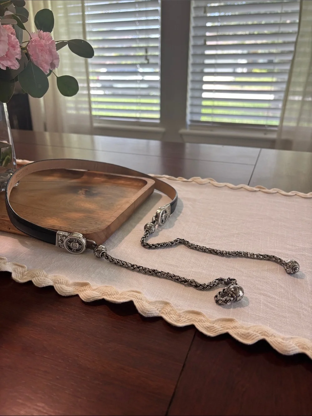 VTG BRIGHTON PROSPERITY TIE LEATHER BELT SIZE 30 M excellent